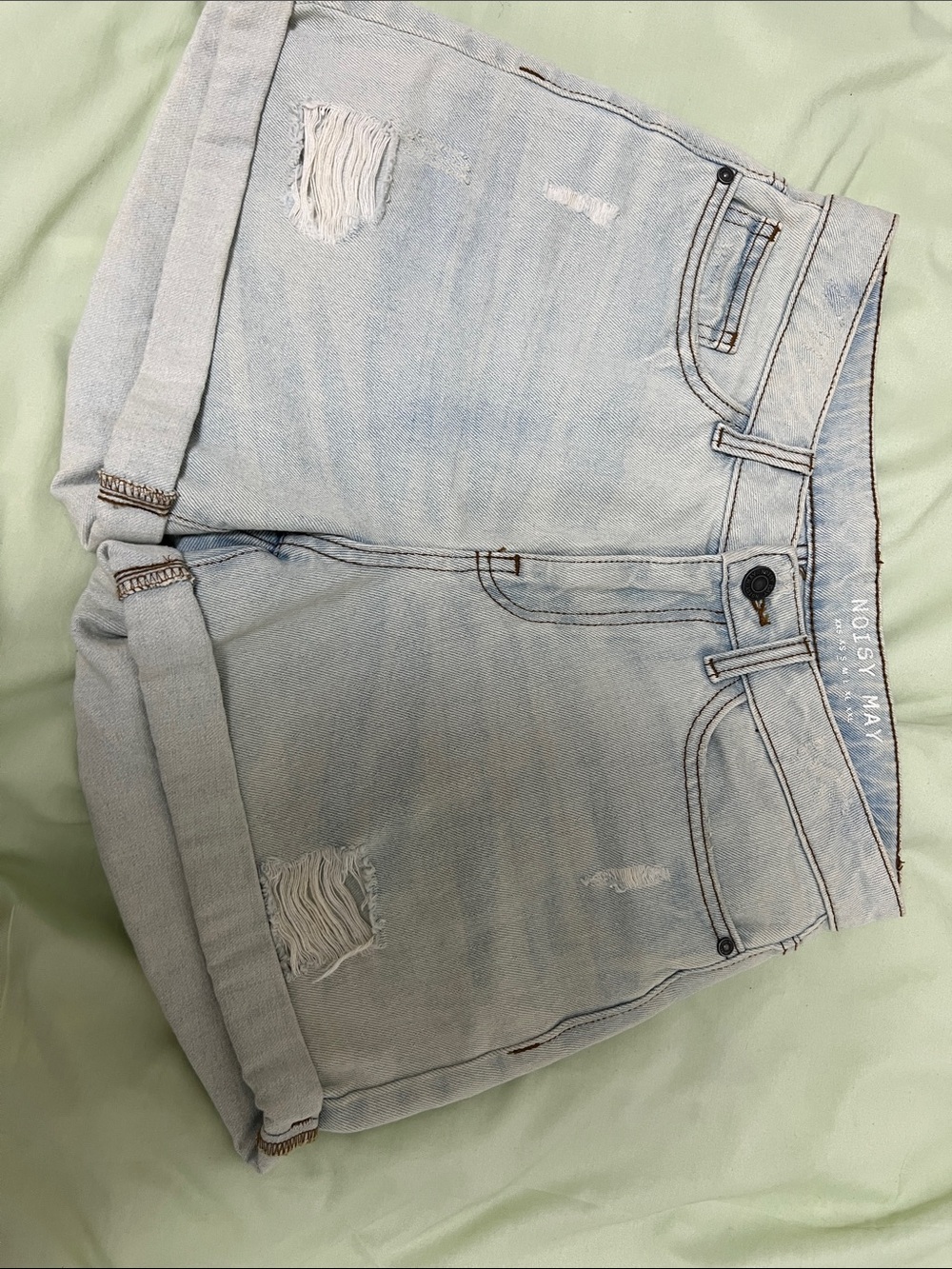 NOISY MAY Light Blue Distressed Denim Shorts